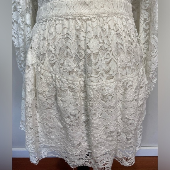 LoveShackFancy Alela White Lace Eyelet Bustier Long Sleeve Mini Dress Sz Small - Picture 5 of 15